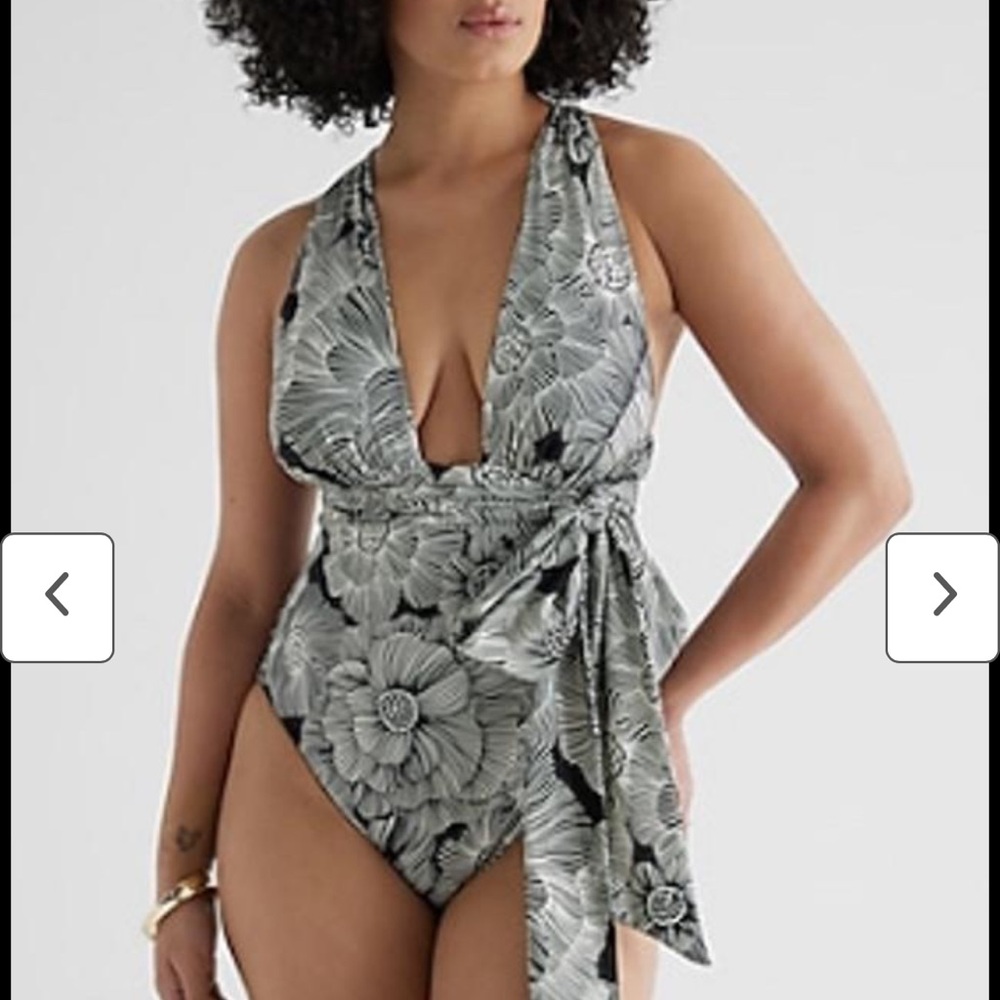 Express Floral Plunge Swimsuit Bodysuit